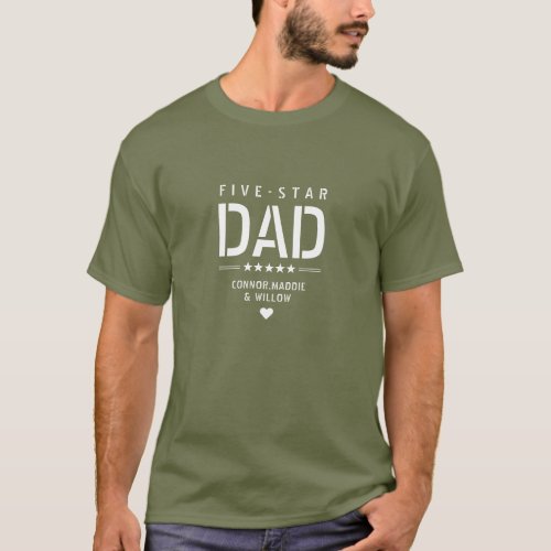 5 STAR DAD Modern Cool Custom Text Fathers Day T_ T_Shirt