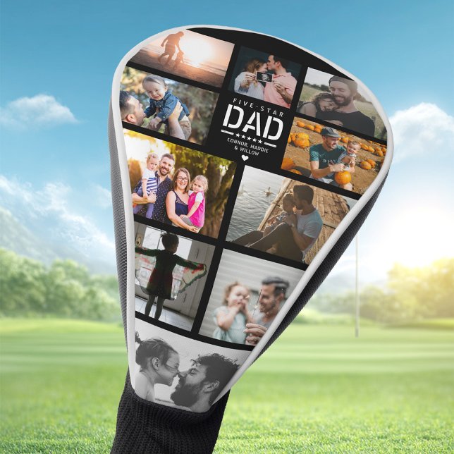 5 STAR DAD Modern Cool Photo Collage Father's Day Golf Head Cover (Creator Uploaded)