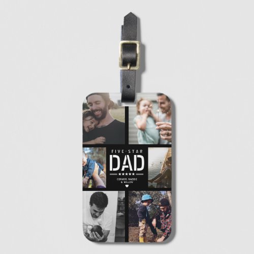 5 STAR DAD Modern Cool Photo Collage Fathers Day Luggage Tag