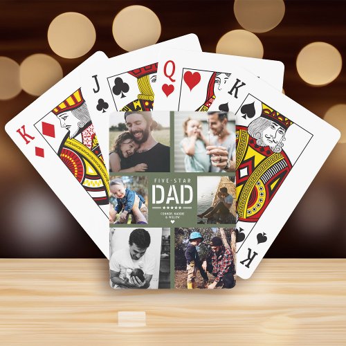 5 STAR DAD Modern Cool Photo Collage Fathers Day Playing Cards