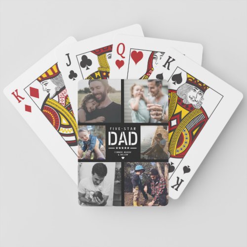 5 STAR DAD Modern Cool Photo Collage Fathers Day Poker Cards