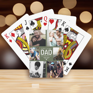 5 STAR DAD Modern Cool Photo Collage Father's Day Poker Cards