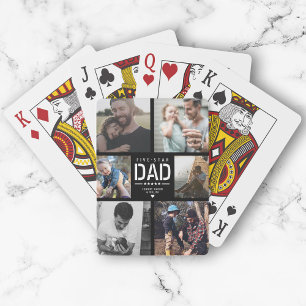 5 STAR DAD Modern Cool Photo Collage Father's Day Poker Cards