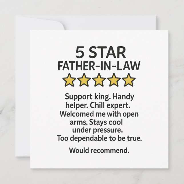 5 Star Father-In-Law  Card (Front)