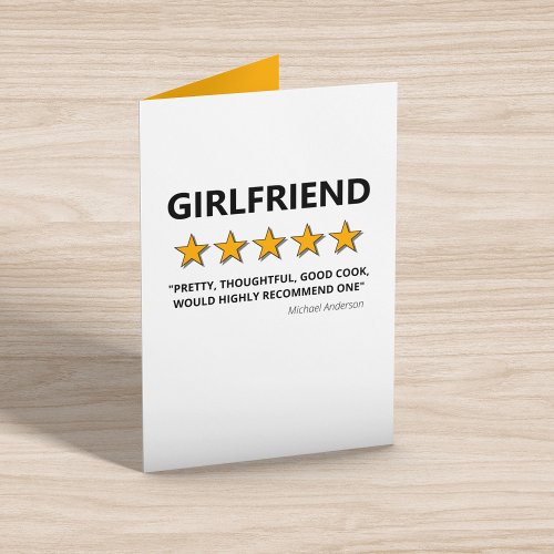 5 Star Girlfriend Funny Valentines Day Holiday Card