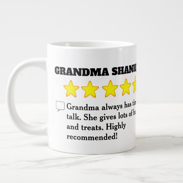 5 Star Grandma Review  with Photo Giant Coffee Mug (Left)