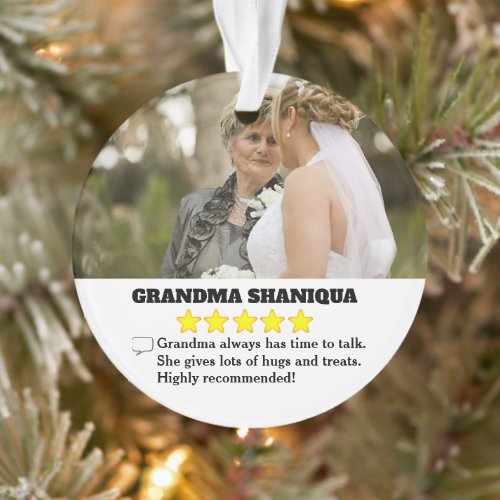 5 Star Grandma Review with Photo Ornament
