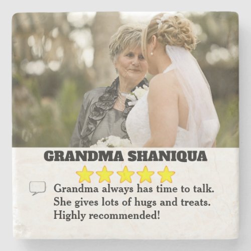 5 Star Grandma Review with Photo  Stone Coaster