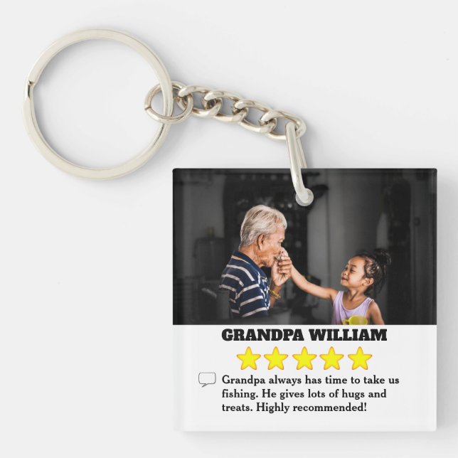 5 Star Grandpa Review with Photo Keychain (Front)
