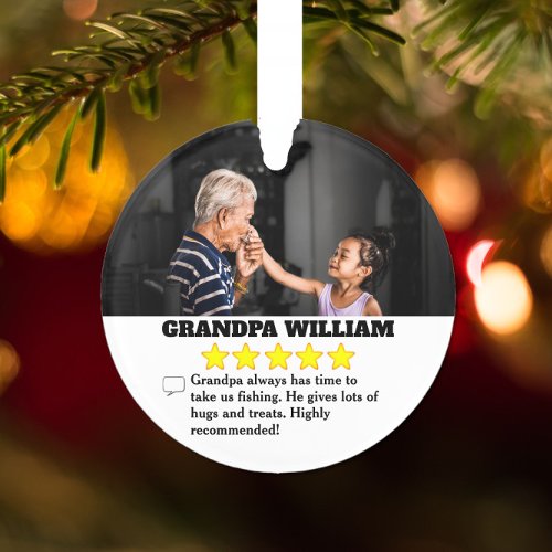 5 Star Grandpa Review with Photo  Ornament