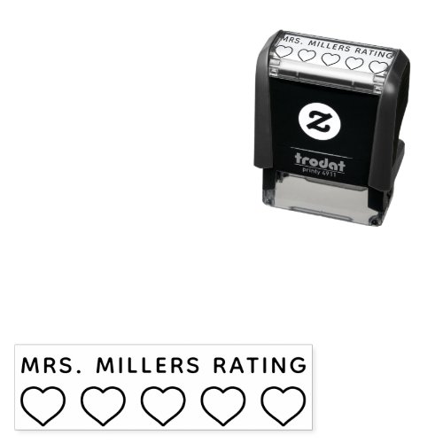 5 Star Hearts Rating Review Book Teacher  Self_inking Stamp