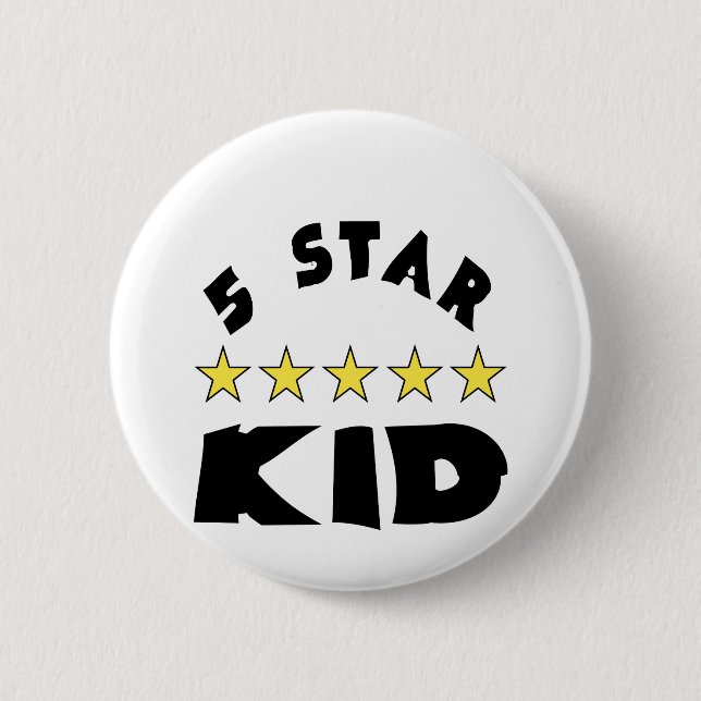 5 Star Kid Black Letters Button (Front)
