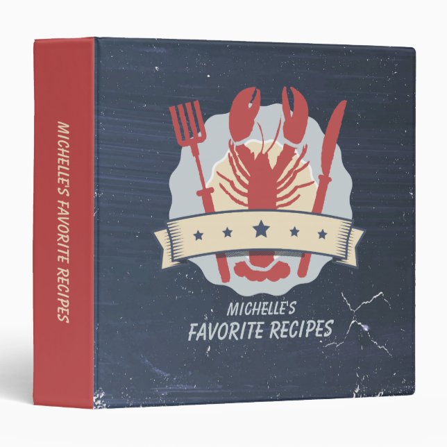 5 star lobster fork knife chalkboard chef catering binder (Front/Spine)