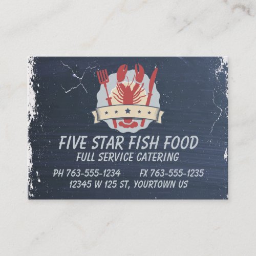 5 star lobster fork knife chalkboard chef catering business card