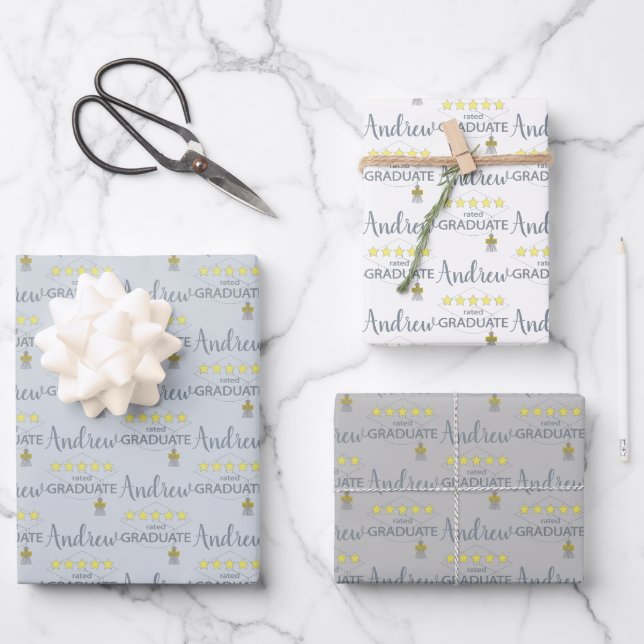 5 Star Rated Graduate Wrapping Paper Sheets (Front)