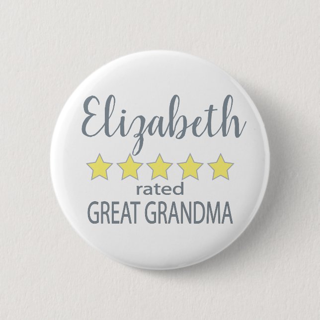 5 Star Rated Great Grandma Button (Front)