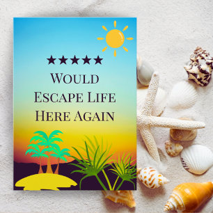 5 Star Rental Host Review Editable Guest Sunset Thank You Card