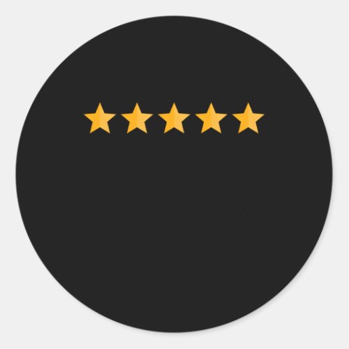5 Star Review Delivery Driver Rating App Food Deli Classic Round Sticker