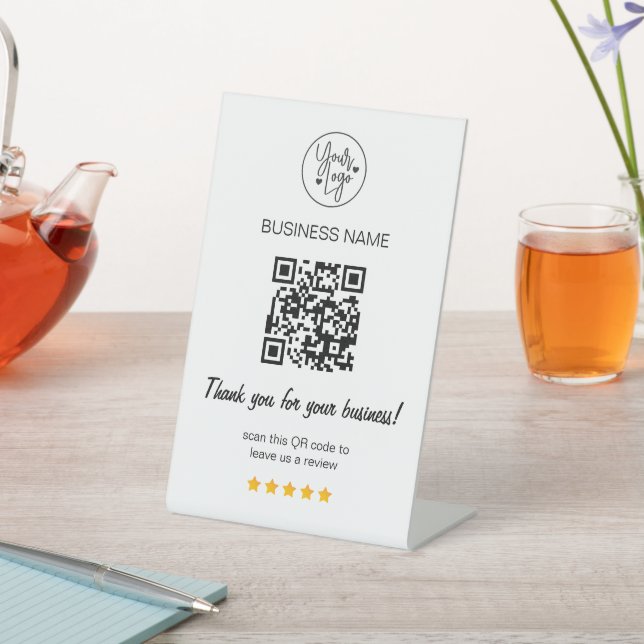 5 Star Review QR Code Business Reviews Pedestal Sign (In SItu)