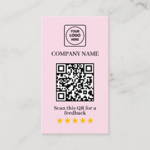 5 Star Review QR Pink Business Card
