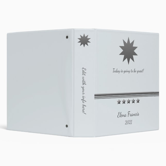 5 Star Silver Text Professional 3 Ring Binder (Background)