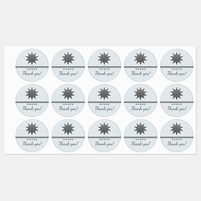 5 Star Silver Text Professional Labels (Sheet)