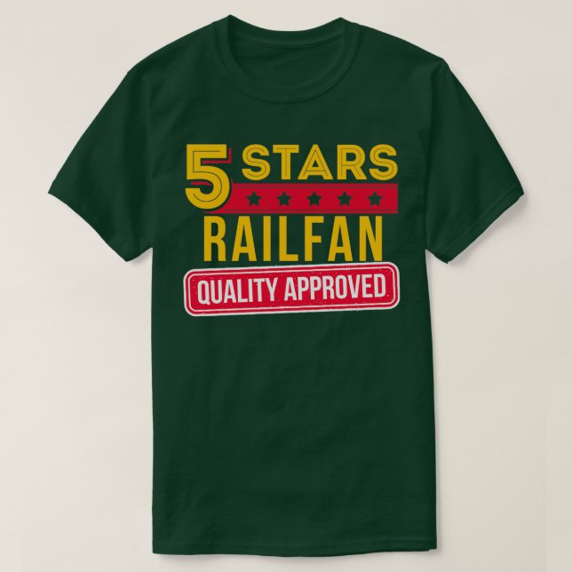 5 Stars Railfan Train Buff amp Railway Enthusiast  T-Shirt (Design Front)
