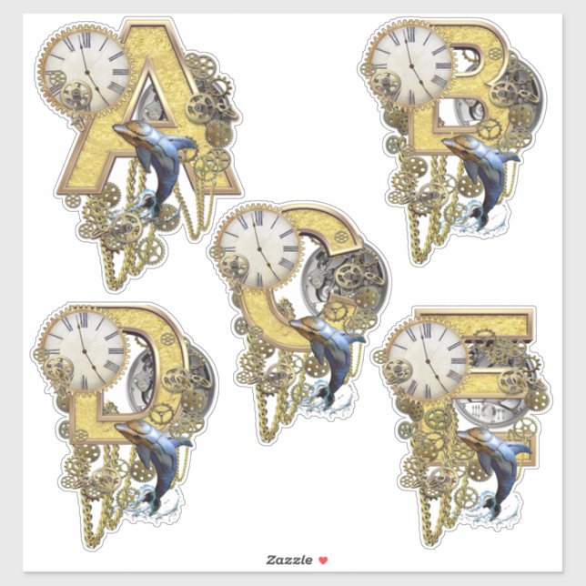 5 Steampunk A B C D E Sculpture Sticker (Sheet)