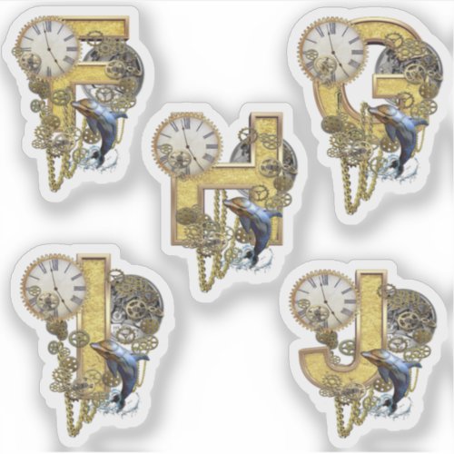 5 Steampunk F G H E J Sculpture Sticker