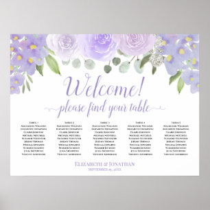 5 Table Lavender Floral Welcome Seating Chart