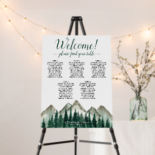 5 Table Mountains & Pine Wedding Seating Chart Foam Board