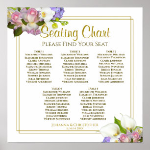 5 Table Pastel Floral Wedding Seating Chart