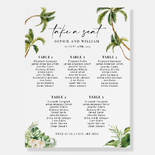  5 Table Seating Chart Tropical,  Seating Chart Foam Board