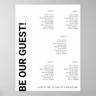 5 table Simple White Wedding seating chart