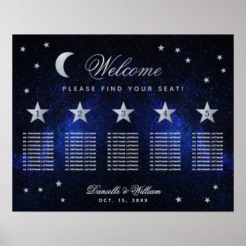 5 Table Stars Moon Celestial Wedding Seating Chart