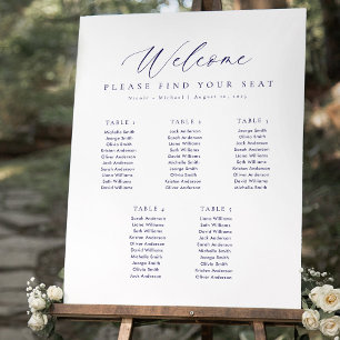 5 Tables Dark Blue Welcome Seating Chart