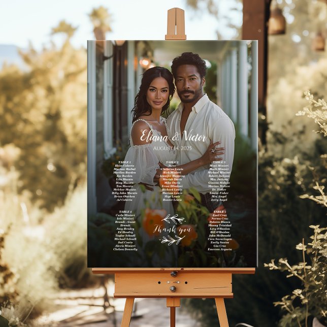 5 tables elegant photo wedding seating chart (Creator Uploaded)