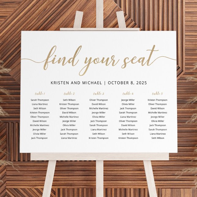 5 Tables Find Your Seat Seating Chart  Foam Board (Creator Uploaded)