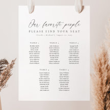 5 Tables Our Favorite People Seating Chart