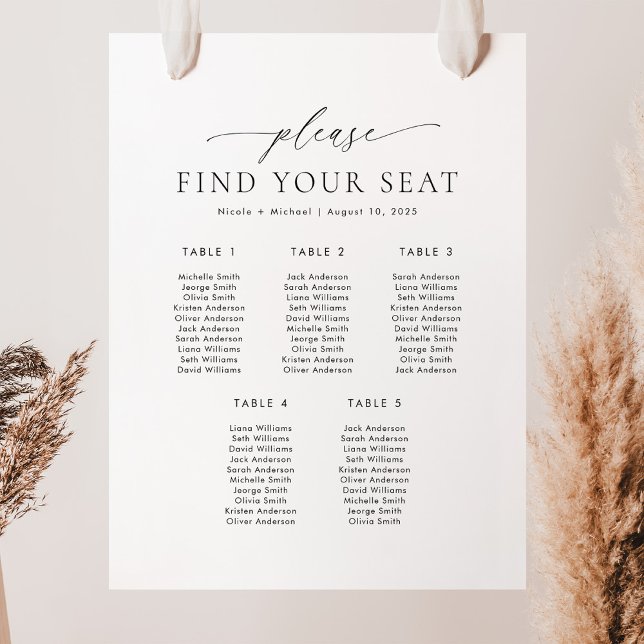 5 Tables Please Find Your Seat Seating Chart Foam Board (Creator Uploaded)