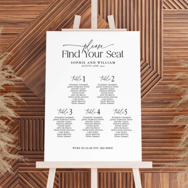 5 Tables Welcome Seating Chart Foam Board (Creator Uploaded)