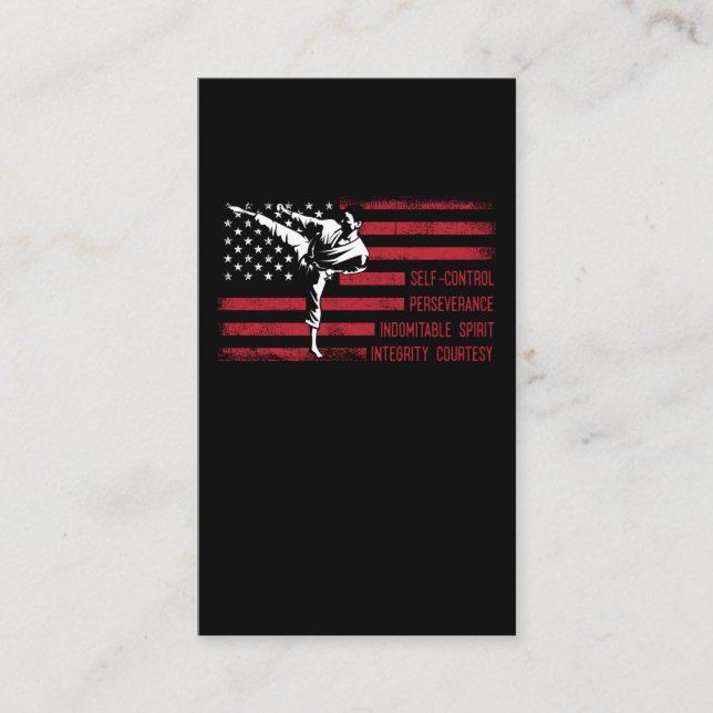 5 Tenets American Taekwondo Fighting Business Card (Front)