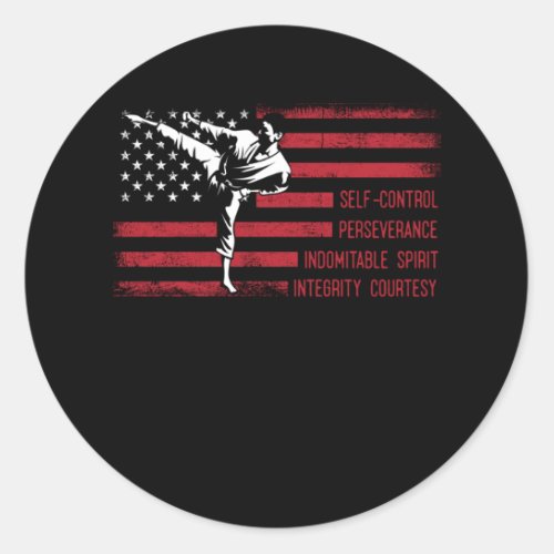 5 Tenets American Taekwondo Fighting Classic Round Sticker