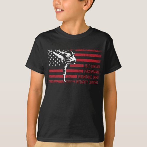 5 Tenets American Taekwondo Fighting T_Shirt