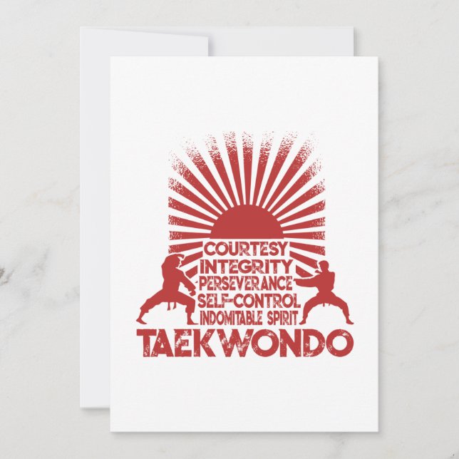 5 Tenets Of Taekwondo Thank You Card (Front)