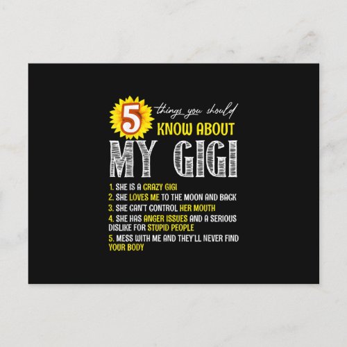 5 Things You Should Know About My Gigi Sunflower Invitation Postcard