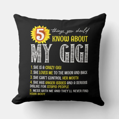 5 Things You Should Know About My Gigi Sunflower Throw Pillow