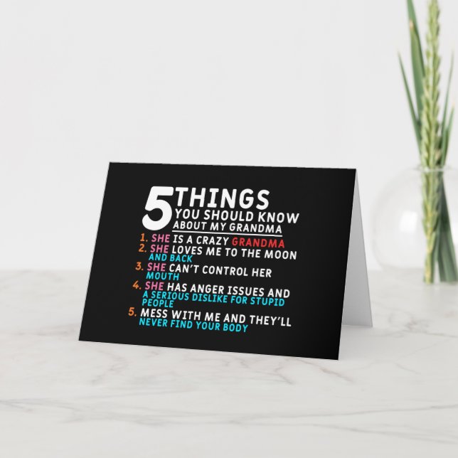 5 Things You Should Know About My Grandma Card (Front)
