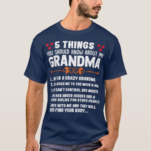 5 Things You Should Know About My Grandma Funny Sa T_Shirt