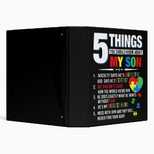 5 Things You Should Know About My Son Autism Aware 3 Ring Binder
